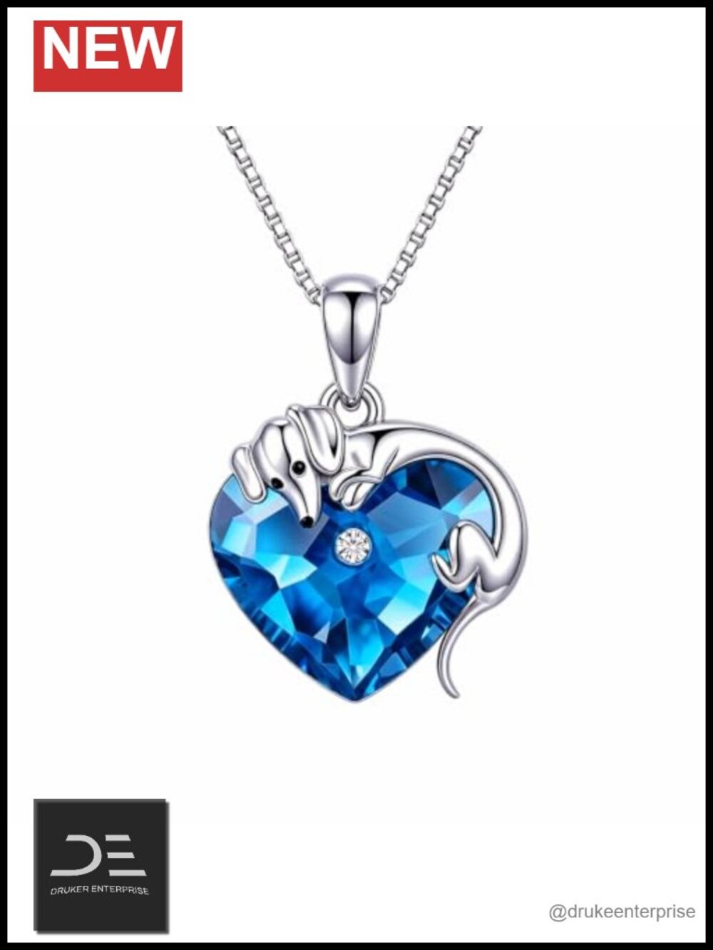 925 Sterling Silver Dachshund Heart Pendant Necklace Dainty Dog Jewelry Gift